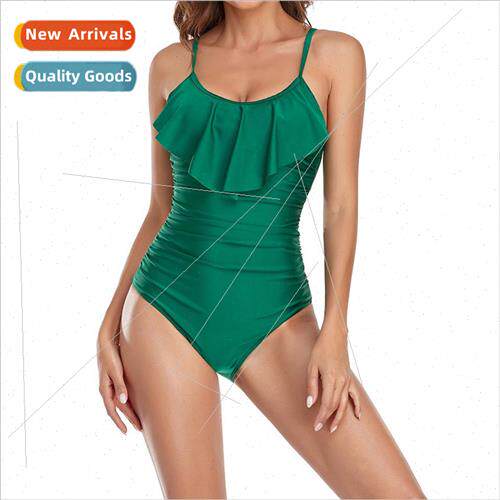 New Swimsu Europe Sexy Detachable Neck Ruffle One-piece Swim