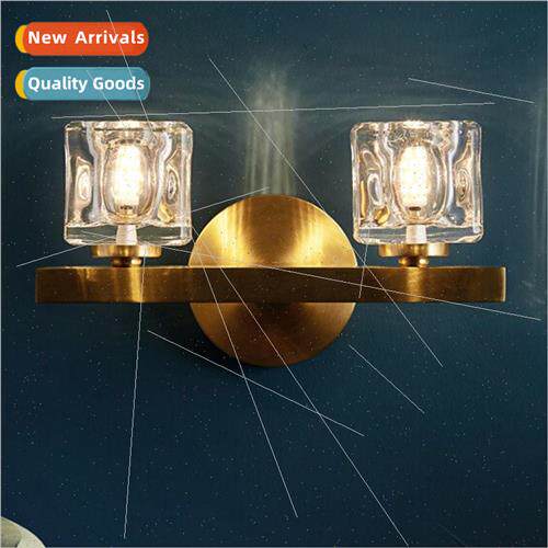 Modern light luxury all copper crystal square wall lamp sing