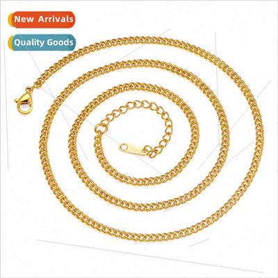 New Tanium Steel Flat ngle Chain Necklace wh Classic Chain