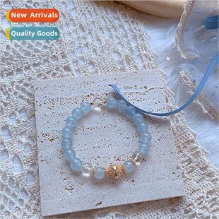 bracelet female ins Natural new chalcedony senior Mori blue