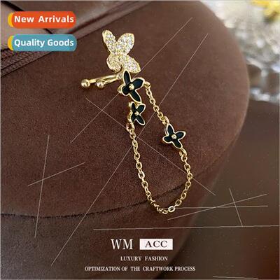 zirconia flower tassel ear clips niche no ear hole ear bone