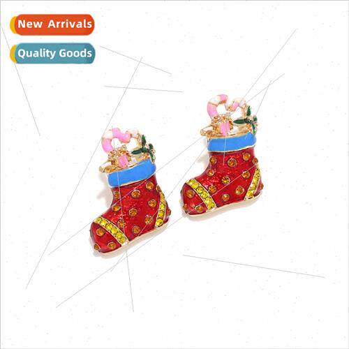 oil drop Christmas gift socks earrings cute design alloy dri