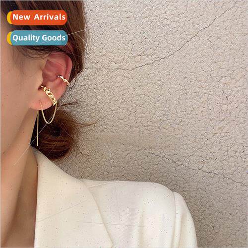 Korea earrings female wild asymmetric chain ear bone clip wh