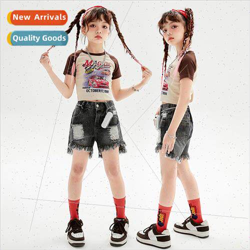 Jazz Dance Costume Girls Hip Hop Hole Breaking Denim Shorts