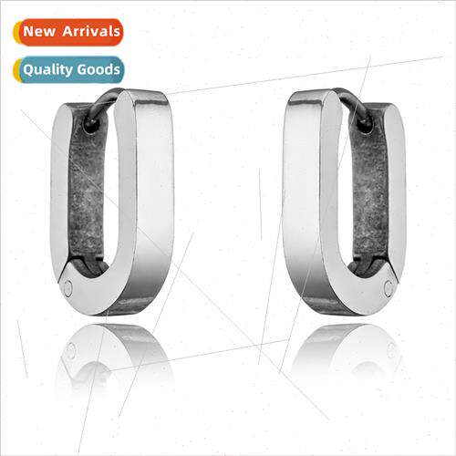 Pentagram polished stainless steel earrings Europe American