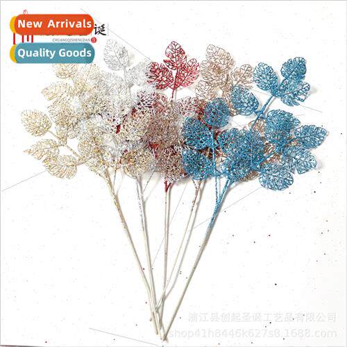 Christmas Gold Dust 5 Forks Rose Leaves Plastic Flower mulat
