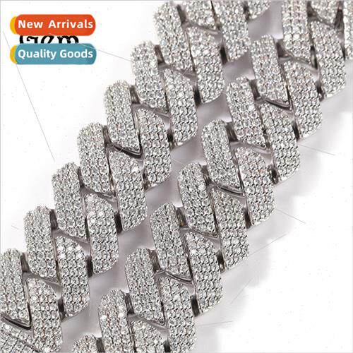 New Hip Hop Full Diamond Necklace Men Versatile 20mm Copper