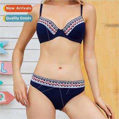 Swimsu new steel brace gathering retro bikini double shoulde