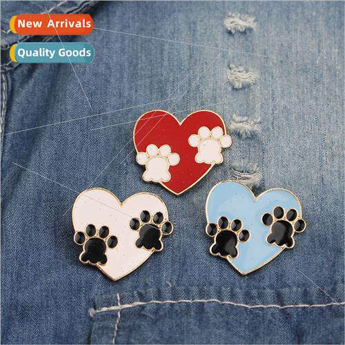 Brooch Europe American cartoon cute love heart dog paw footp
