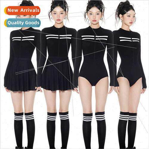 2024 new one-piece swimsu female conservative thin belly ski