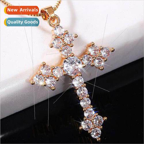 Fashion copper sparkling full diamond zirconia hip hop cross