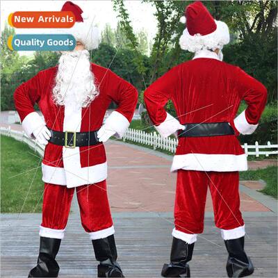 Santa Claus Tinsel Su Christmas Adult Costume Whe Beard Hat