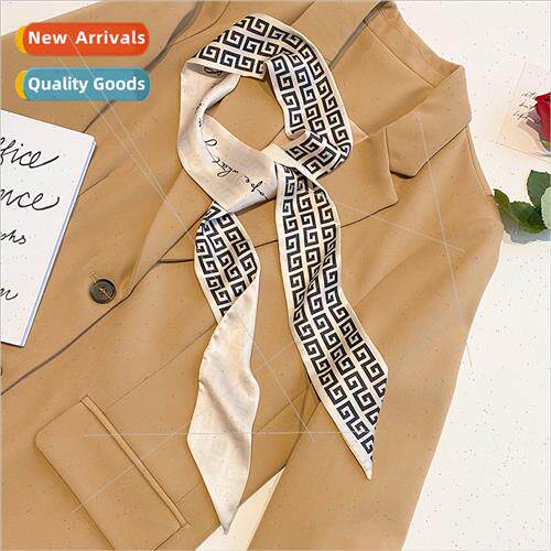 2023 Korea  new fashion fine narrow spring fall long silk sc