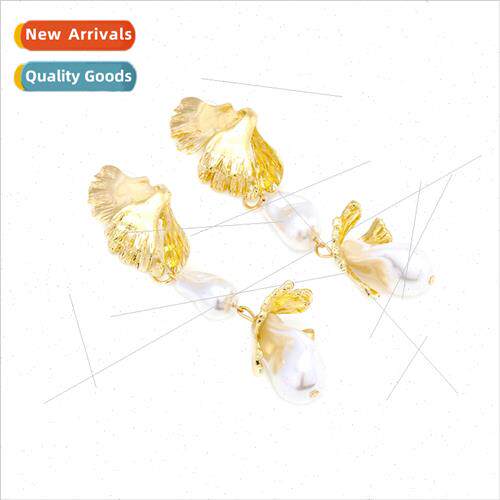 retro light luxury wind long imation pearl leaf tassel earri