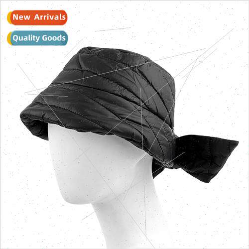 Ins nd pu leather fisherman hat female thickened warm bucket