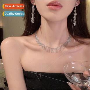 Super flash tassel necklace female niche necklace delicate f