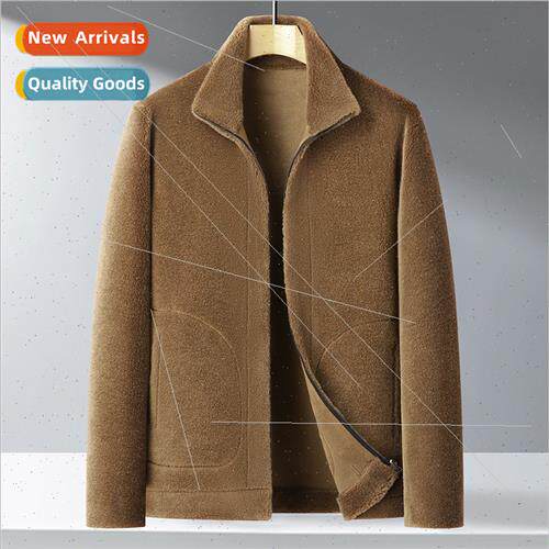 haining sheep shearling fur one male short stand-up collar t