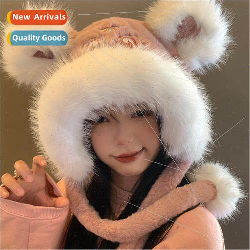 tide cute wake up lion hat female fall winter show face smal