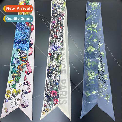Korea thin narrow long silk scarf women simulation silk flut
