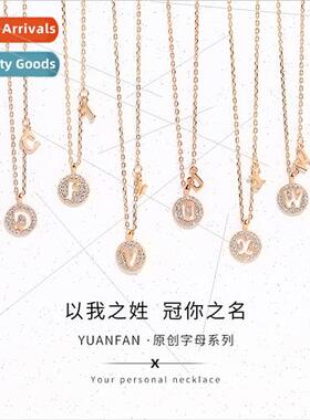 925 lver Europe ins Pinyin Surname Alphabet Necklace