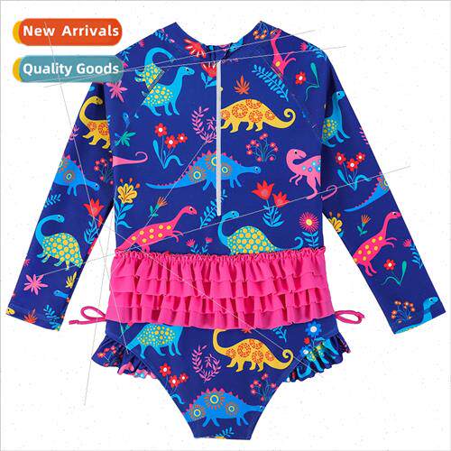 Childrens swimsus girls one-piece long-sleeved swimsu unicor