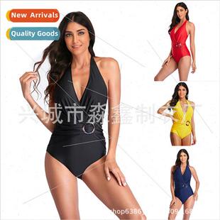 bikini one female new thin swimsu sexy neck 2021Europe piece