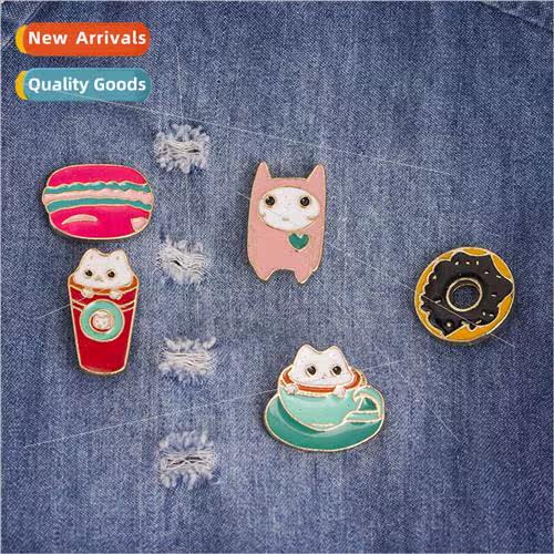 cartoon cute kty donuts hamburger brooch set accessories