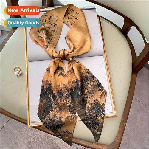 2022 Spring Autumn Retro Totem medium-length simulation silk