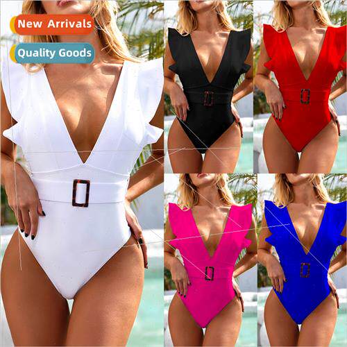 5 Color One Piece Ruffle Whe Swimsu Bikini W33