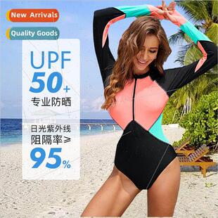 Long One Sleeve Womens piece New Swimsu Zipper Surf Half