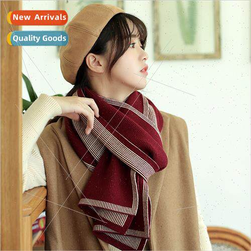 Korea  new fall winter wool scarf female fashion striped spl