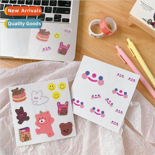 Korea  girl ins simple cute smiley letters handbook stickers