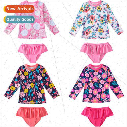 Europe childrens swimsu su set girls spl swimsu girls long-s