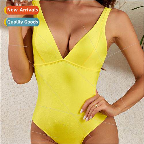 Sexy one-piece swimsu women nylon shiny fabric 2024 new one-
