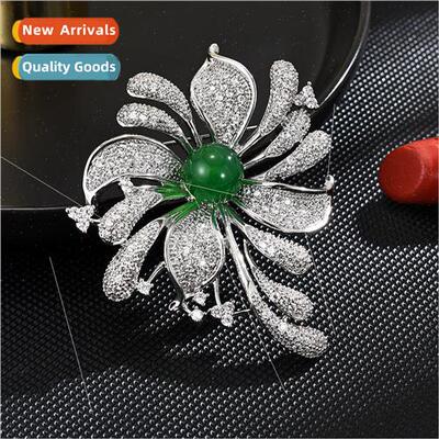 New emerald pin sparkling full zirconium corsage fashion atm