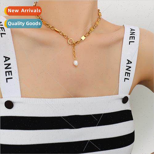 Korea ins lock chain necklace tanium steel gold plated colla