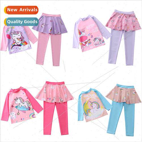 Children diving su girls spl swimsu unicorn mermaid long-sle