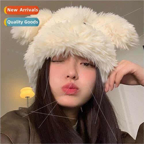 Hundreds cute dog ears knted hat female winter big head circ