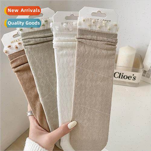 Black whe diamond lace socks summer thin breathable skeleton