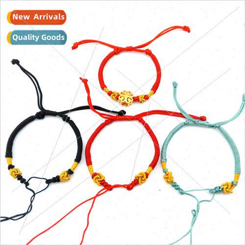 Sgold red rope bracelet diy handmade semi-finished woven adu