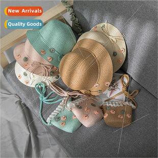 outdoor girls sunscreen straw cartoon Summer hat Korea