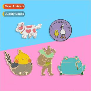 cute cartoon animal badges fun frog hatching eggs chick meta
