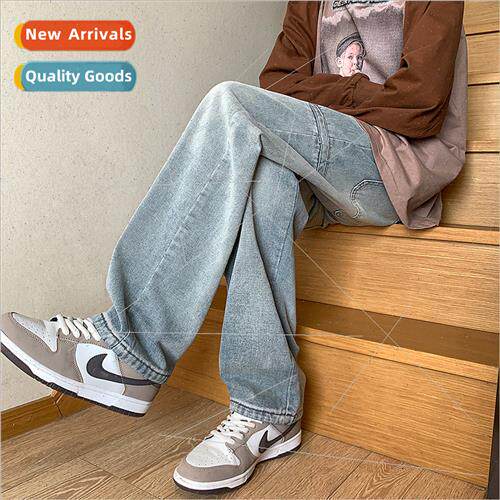 2023 fall new jeans sub tide men loose comtable straight wid