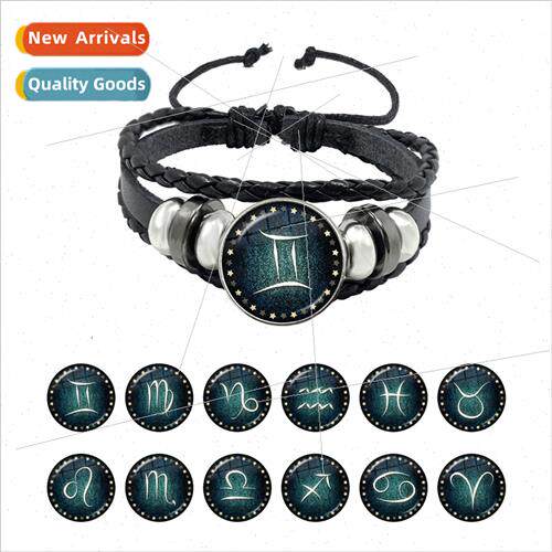Leather Rope Bracelet 12 Zodiac gns PU Leather Bracelet Hand