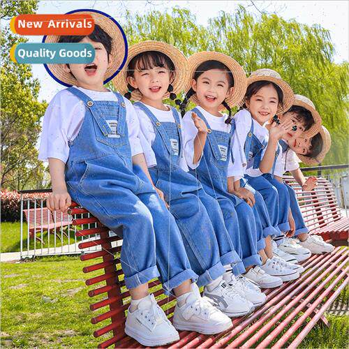 June 1 kindergarten permance clothes denim strappy pants gra