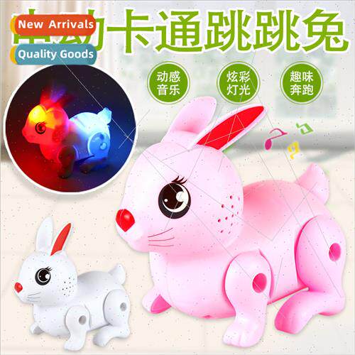 Electric flash jumping rabb light music automatic walking bo