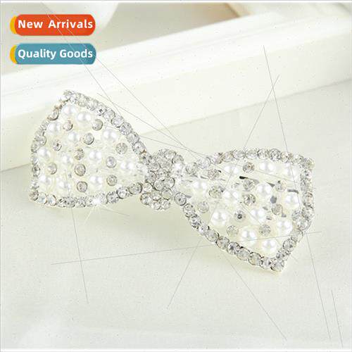 Embroidery edge  Qiao En Rong xiu pearl bow hair clips drill