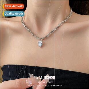 winding chai Zirconia bow niche collarbone ins love necklace