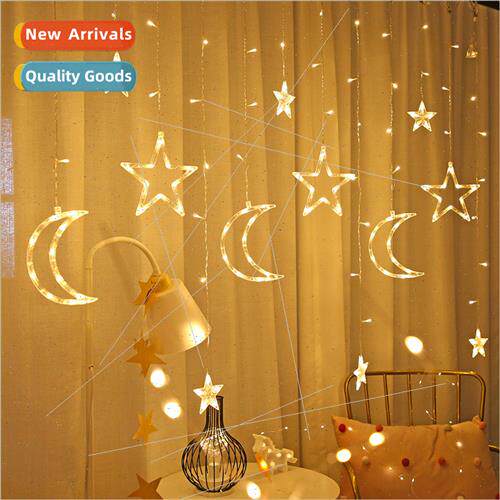 Christmas color lights pentagram star star moon curtain ligh