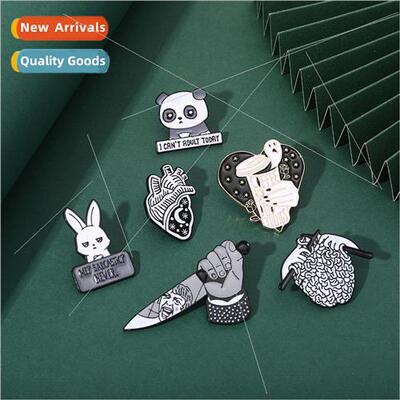 creative dorky panda brooch knting sweater brain shape bathr